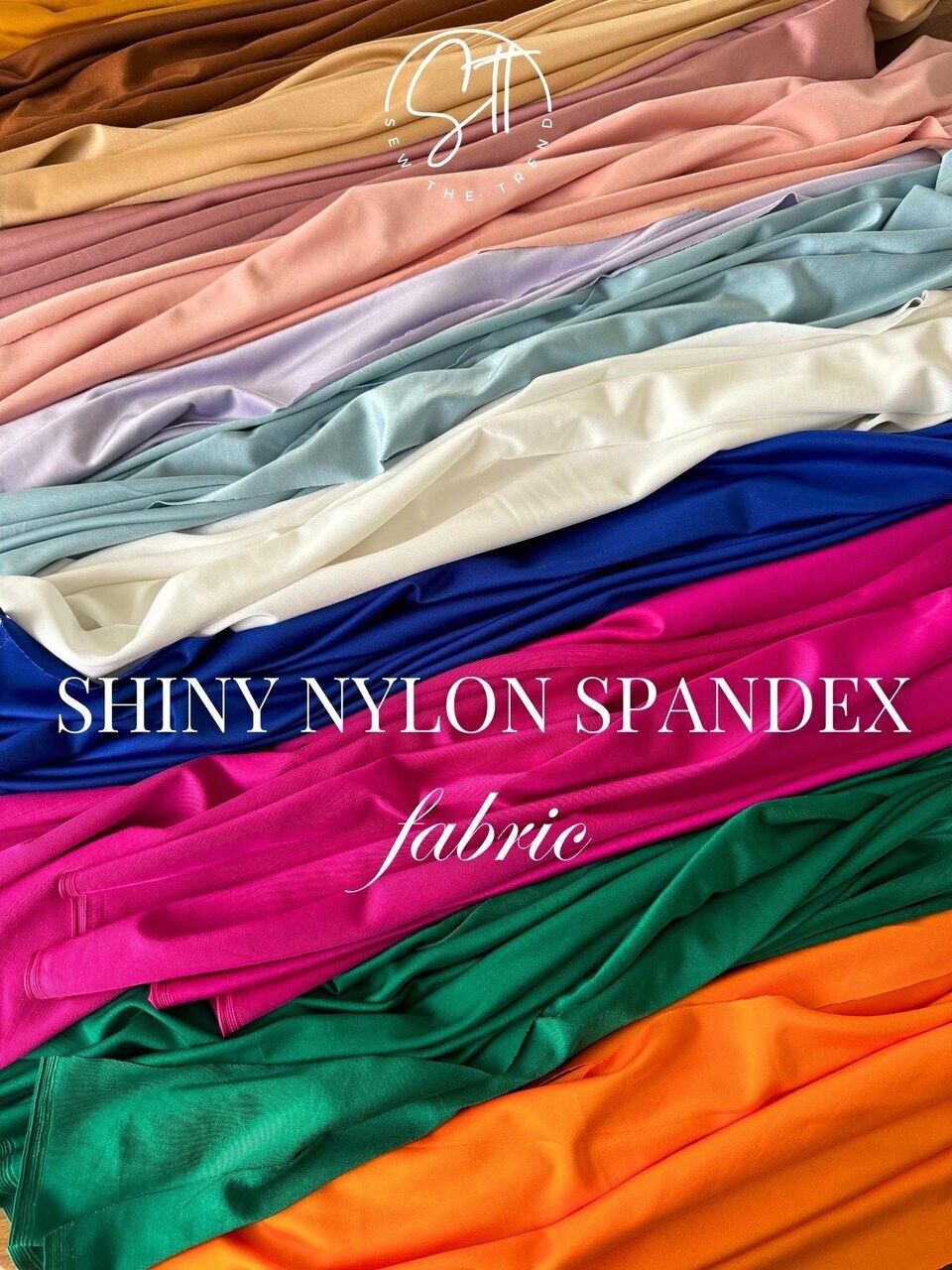 Shiny Nylon Spandex Fabric by the Yard, 60" Wide 4-Way Stretch Milliskin Fabric for Activewear, Swimwear, Dancewear